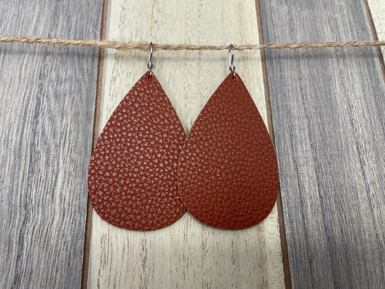 Lg. Teardrop Earrings- New Brown (vegan Leather, Faux Leather, Trendy Earrings, Lightweight Earri... | Etsy (US)