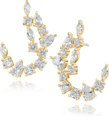CZ by Kenneth Jay Lane Mixed Cubic Zirconia Curved Drop Earrings | Nordstromrack | Nordstrom Rack