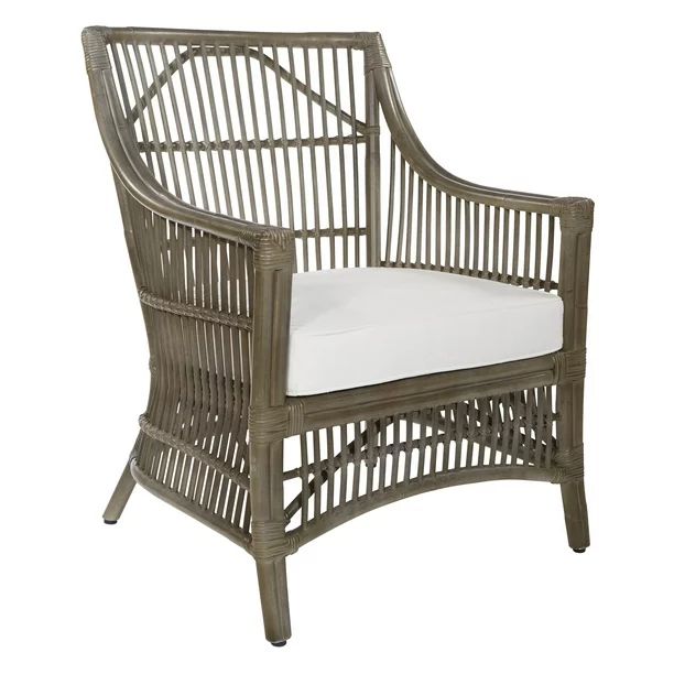 OSP Home Furnishings Maui Chair with Cream Cushion and Grey Washed Rattan Frame | Walmart (US)