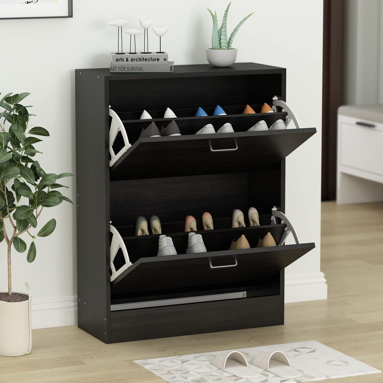 FUFU&GAGA Shoe Cabinet with 2 Flip Drawers for Entryway, Modern Storage Cabinet, Freestanding Rac... | Amazon (US)
