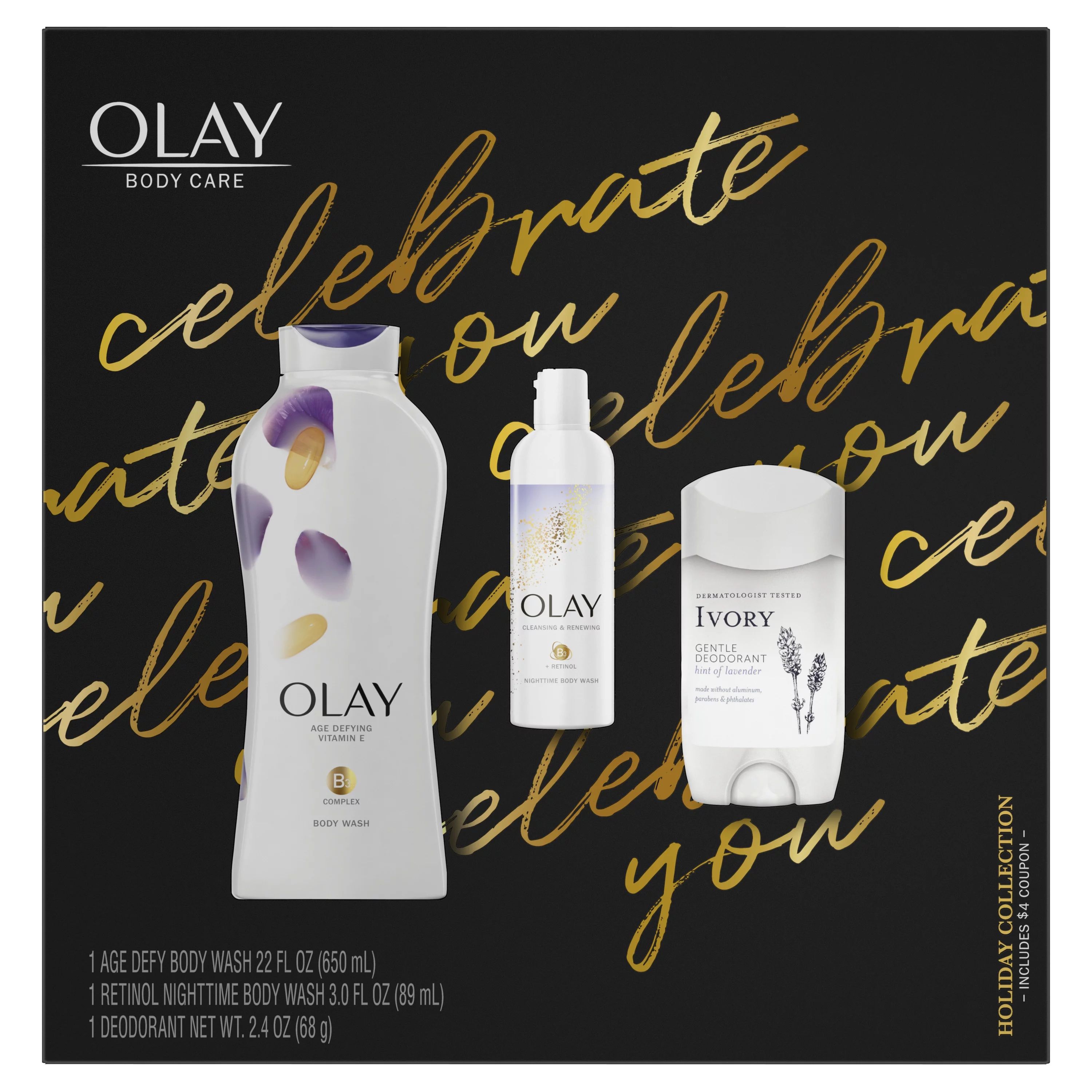 ($18 Value) Holiday Gift Pack: Olay Age Defying Body Wash with Vitamin E, 22 fl oz, Olay Cleansin... | Walmart (US)