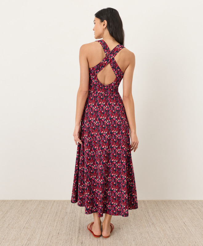 Organic Fit & Flare Open Back Maxi Dress | Pact Apparel