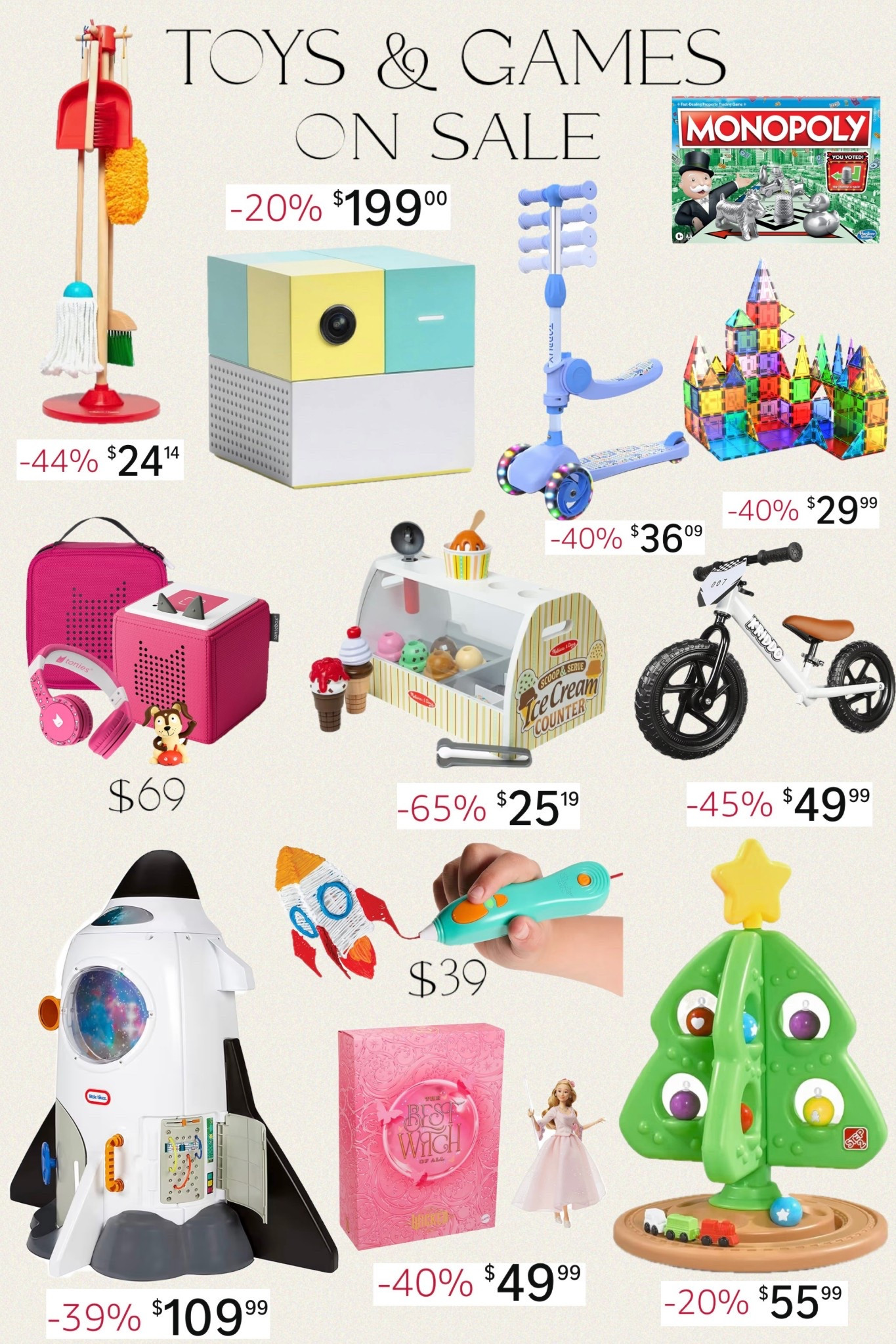 Toys on major sale! 

Little Tikes Story Dream Machine PAW Patrol Edition with Headphones | tonies box set with headphones | Mattel Universal Pictures' Wicked Collectible Glinda Fashion Doll | monopoly | 3Doodler Start+ Essentials 3D Pen Set for Kids | PicassoTiles 100 Piece Set 100pcs Magnet Building Tiles Clear Magnetic 3D Blocks Construction Playboards | Little Tikes Adventure Rocket Space Pretend Role Play Realistic Space | Step2 My First Christmas Tree, Kids Interactive Holiday Toy | KRIDDO Toddler Balance Bike | 
Melissa & Doug Wooden Scoop & Serve Ice Cream Counter | TONBUX Kids Scooter with Seat
| Melissa & Doug Dust Sweep Mop 6-Piece Pretend Play Set | Nex Playground - The Active Play System for Kids & Families

#amazon #polacek #gabpol


#LTKKids #LTKGiftGuide #LTKCyberWeek