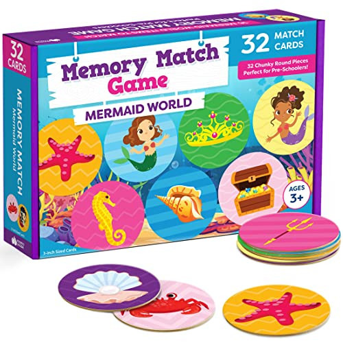 Mermaid Toys for Girls 4-6 Matching Game - Memory Game for Kids - Girls Toys 4-5 - Mermaid Gifts - 4 Year Old Girl Birthday Gifts - Kids Games Preschool Educational Toys - Easter Toys for Toddlers | Amazon (US)