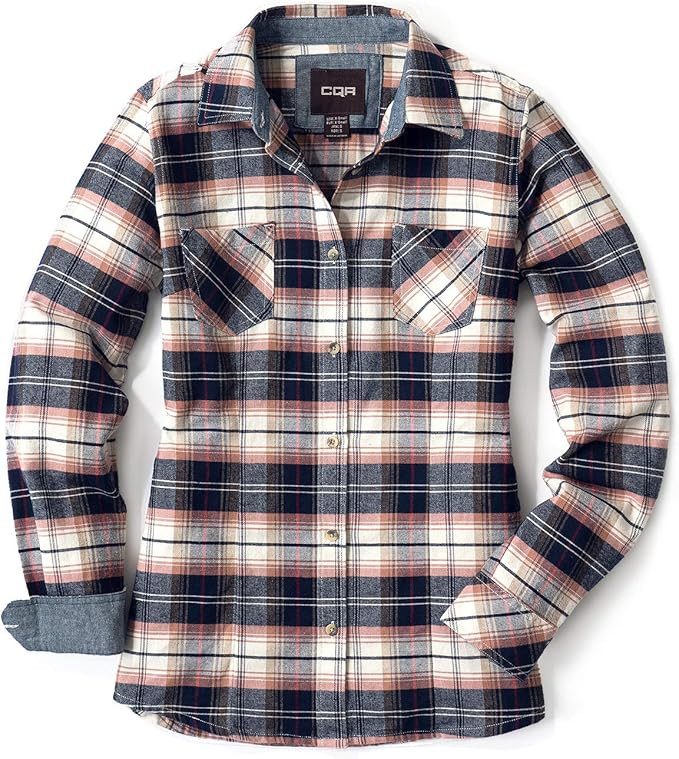 CQR Women's Plaid Flannel Shirt Long Sleeve, All-Cotton Soft Brushed Casual Button Down Shirts | Amazon (US)