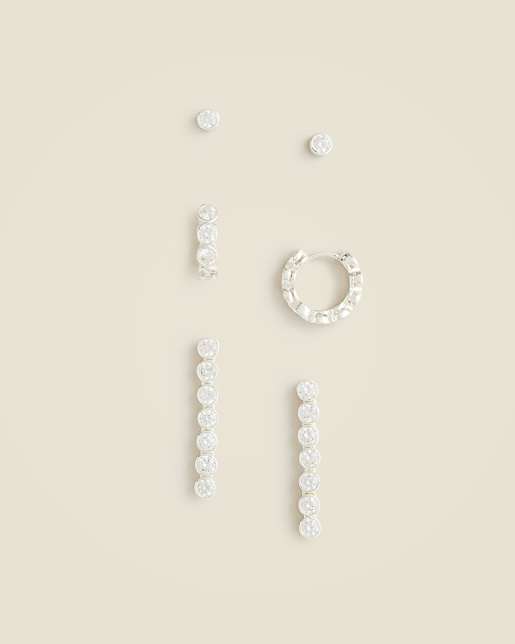 Dainty cubic zirconia earrings set-of-three | J. Crew US