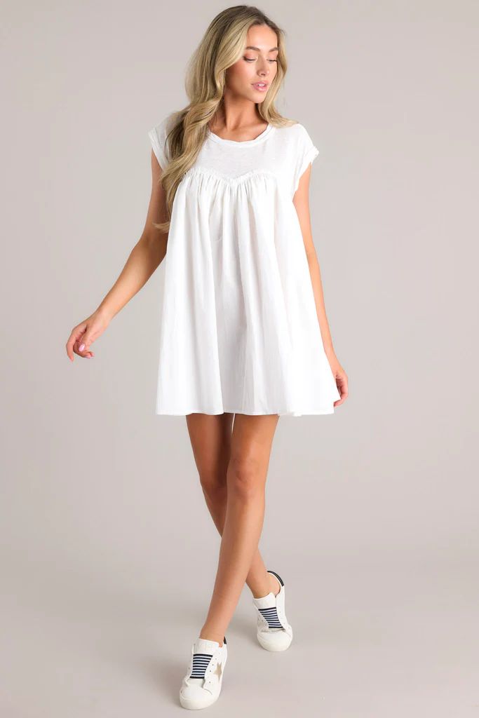 Heartstrings of Happiness White Mini Dress | Red Dress
