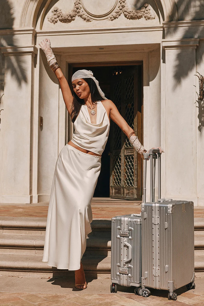 Belle De Nuit Ivory Satin Maxi Skirt | 12th Tribe | 12th Tribe