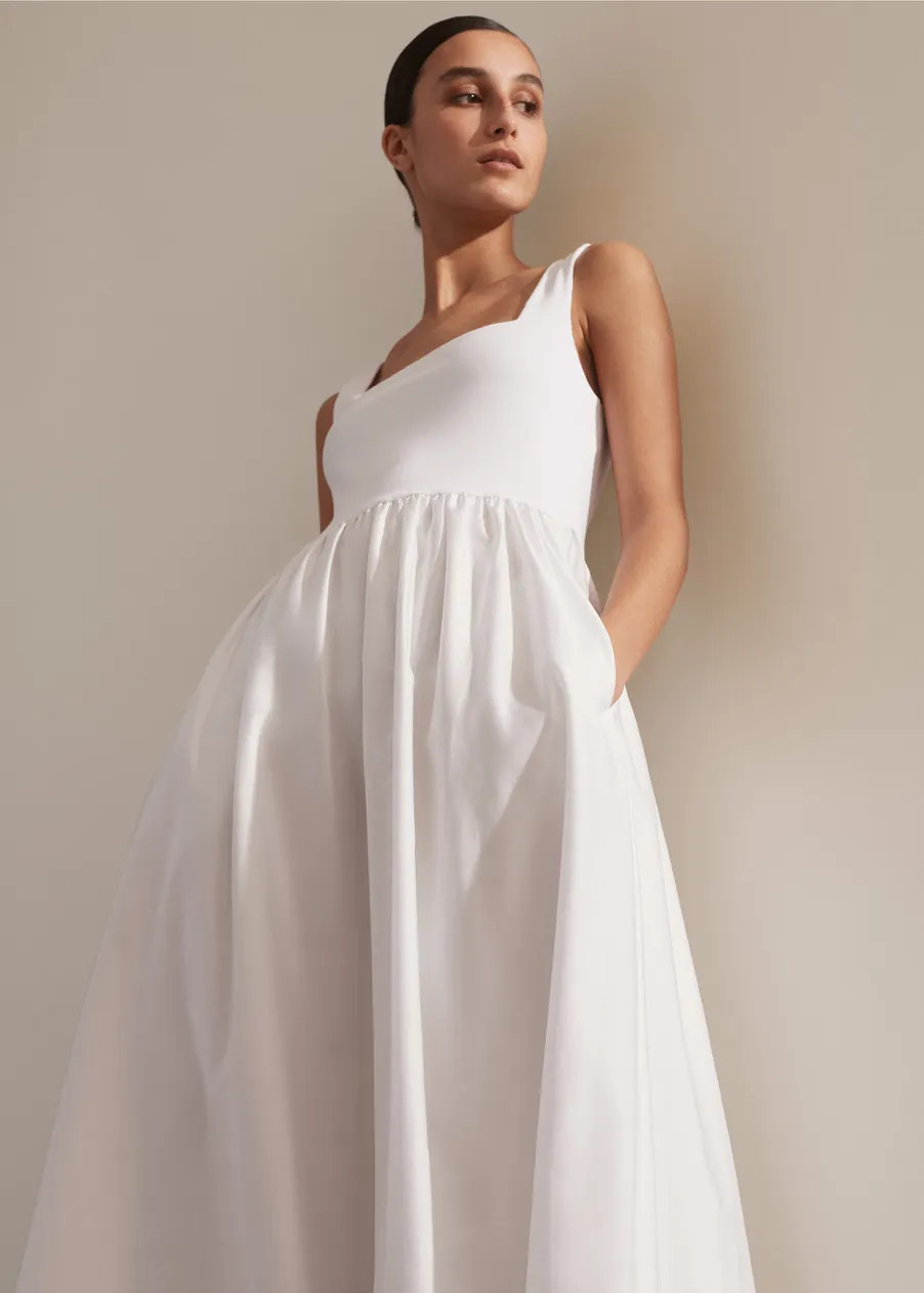 Mixed Media Square Neck Maxi Dress | ME+EM US