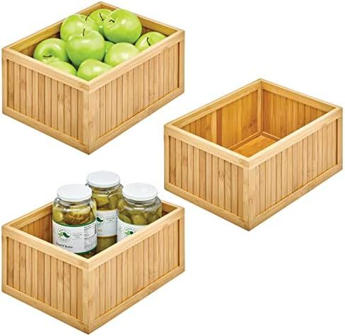 mDesign Bamboo Panel Kitchen Cabinet and Shelf Pantry Organizer Bin - Eco-Friendly, Multipurpose ... | Amazon (US)