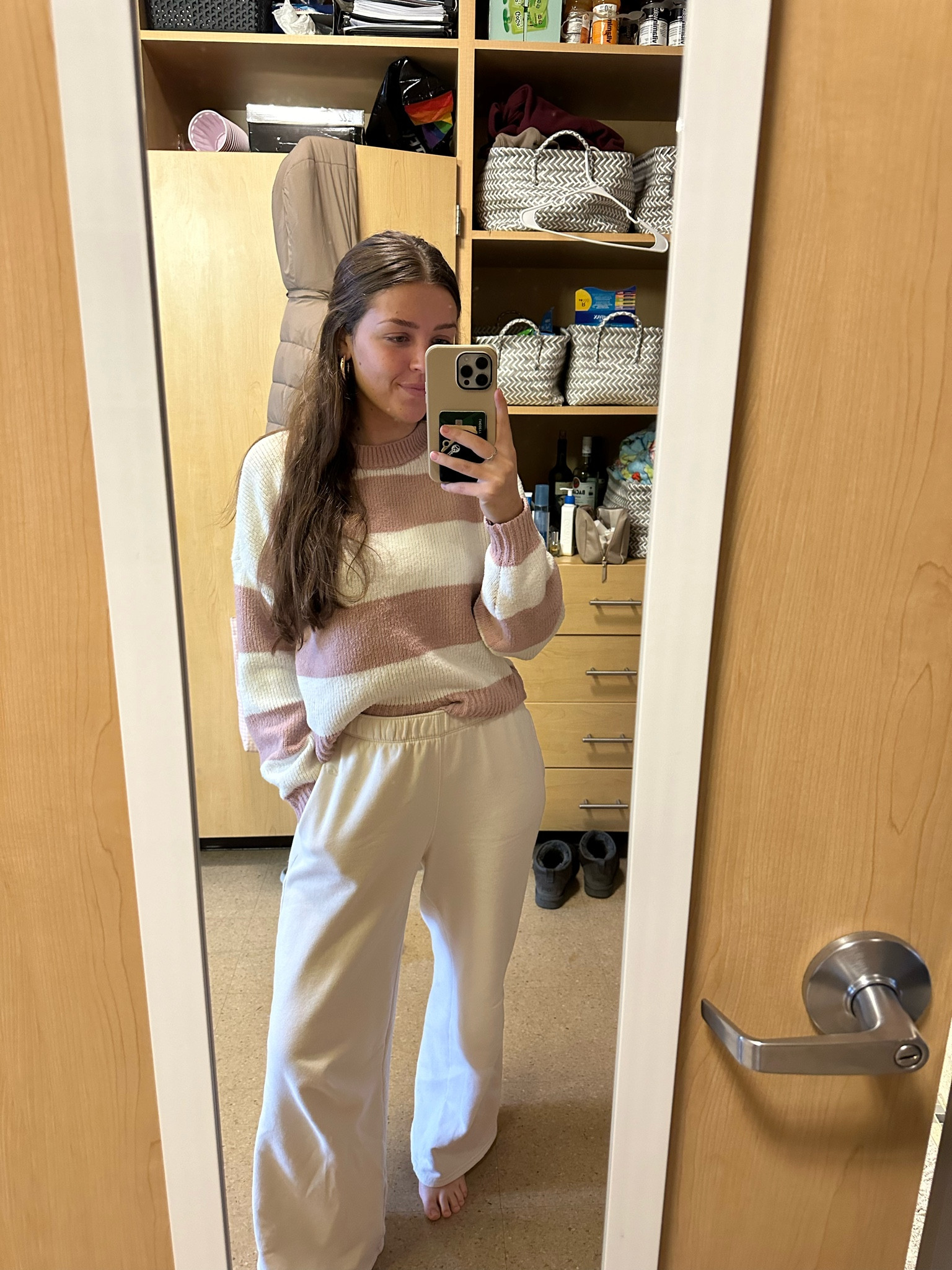 everyday outfit to wear to class. comfy enough to walk across campus but looks put together for wearing sweatpants. #college #weartoclass #dormfashion

#LTKMostLoved #LTKstyletip #LTKU