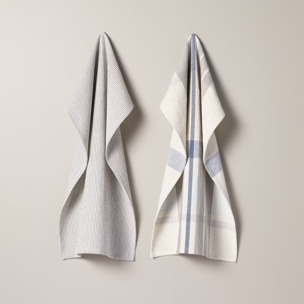 2ct Plaid & Stripe Kitchen Towels Blue/Gray/Cream - Hearth & Hand™ with Magnolia: Cotton-Linen ... | Target