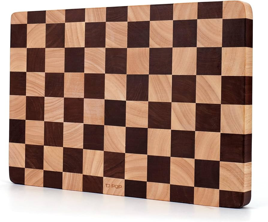 Wooden Cutting Board 15 x 10 in, Wood Checkerboard Chopping Board for Kitchen, Serving Tray Charc... | Amazon (US)