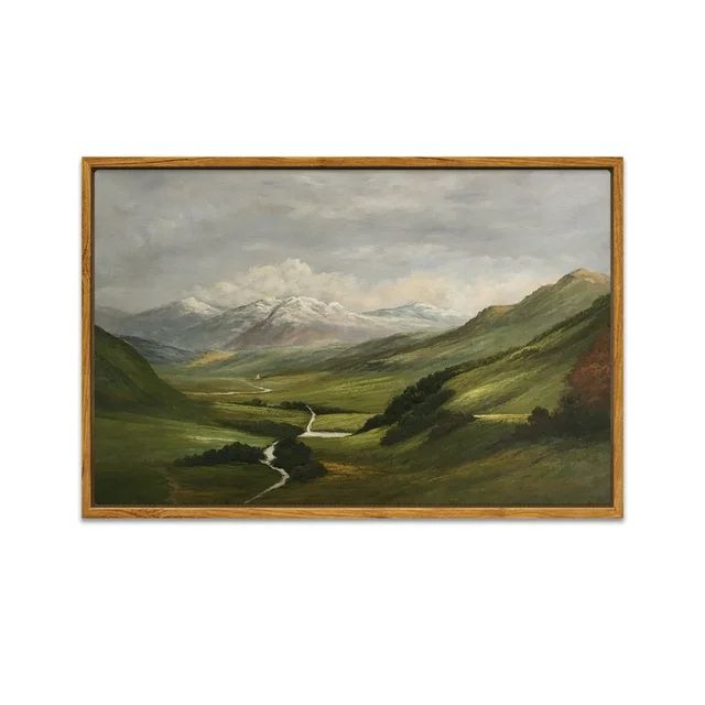 Drsoum 16"x24" Vintage Landscape Wall Art Classical Framed Painting Mountain Range Valley Nature ... | Walmart (US)