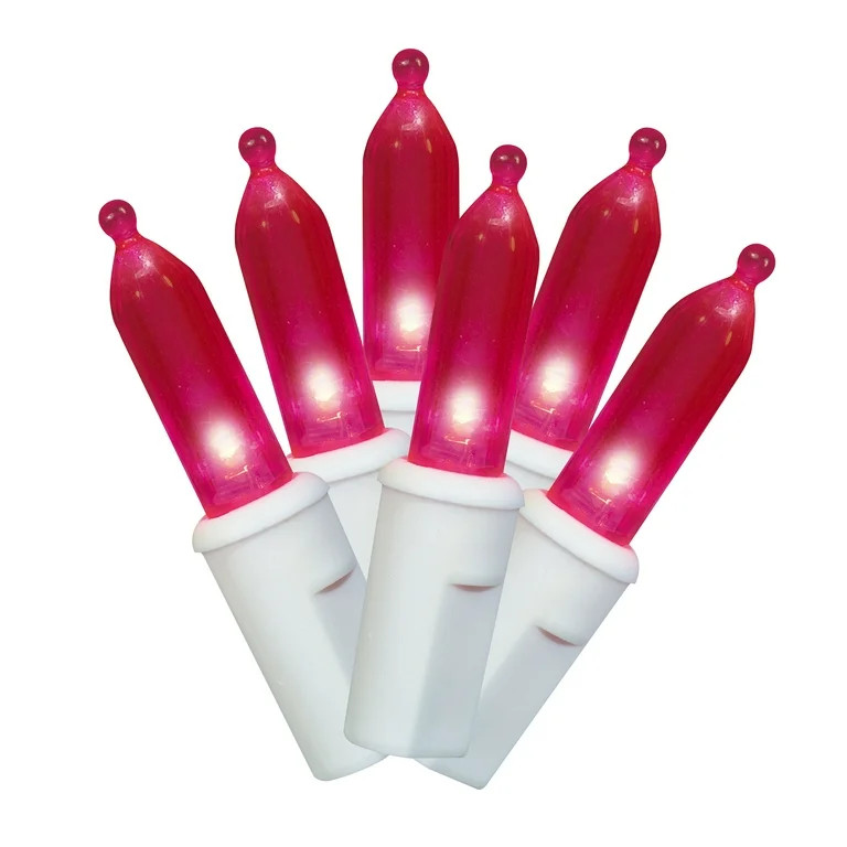 Indoor/Outdoor 100-Count LED Mini Christmas String Lights, Pink, 19.5', by Holiday Time | Walmart (US)