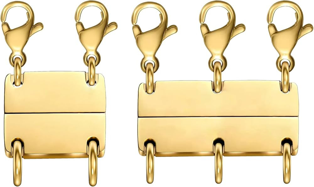 Qulltk Necklace Clasp Layering Jewelry Clasp 18K Gold and Silver Separator for Stackable Necklace... | Amazon (US)