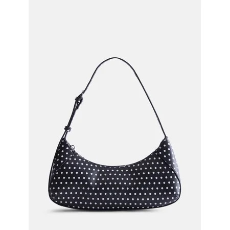 Madden NYC Women's Curved Baguette Shoulder Bag, Black and White | Walmart (US)