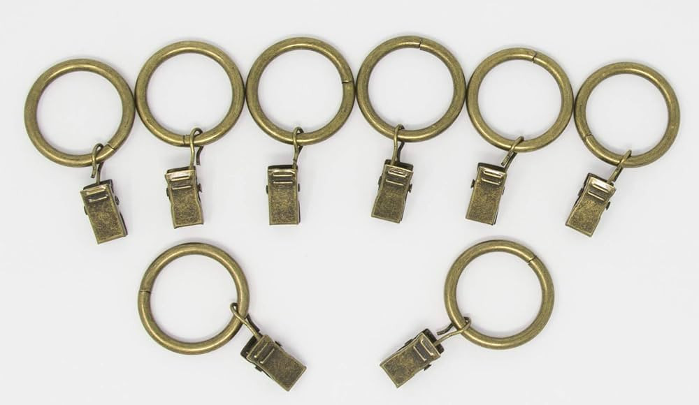 Urbanest Metal Curtain Drapery Rings with Clips, 8 PK, 1" Inner Diameter, Fits up to 3/4" Rod, (A... | Amazon (US)