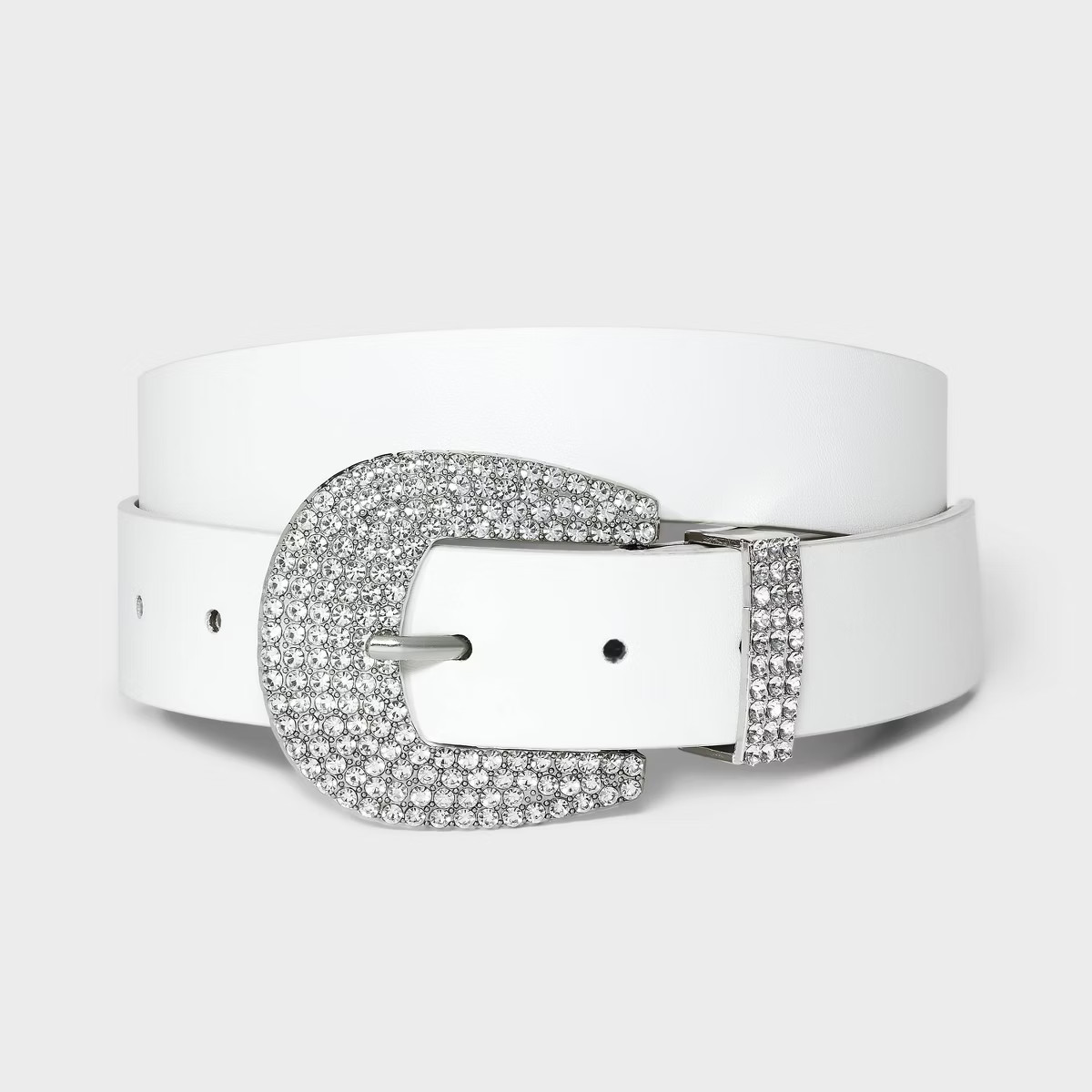 Women's Rhinestone Buckle Belt - Wild Fable™ White | Target