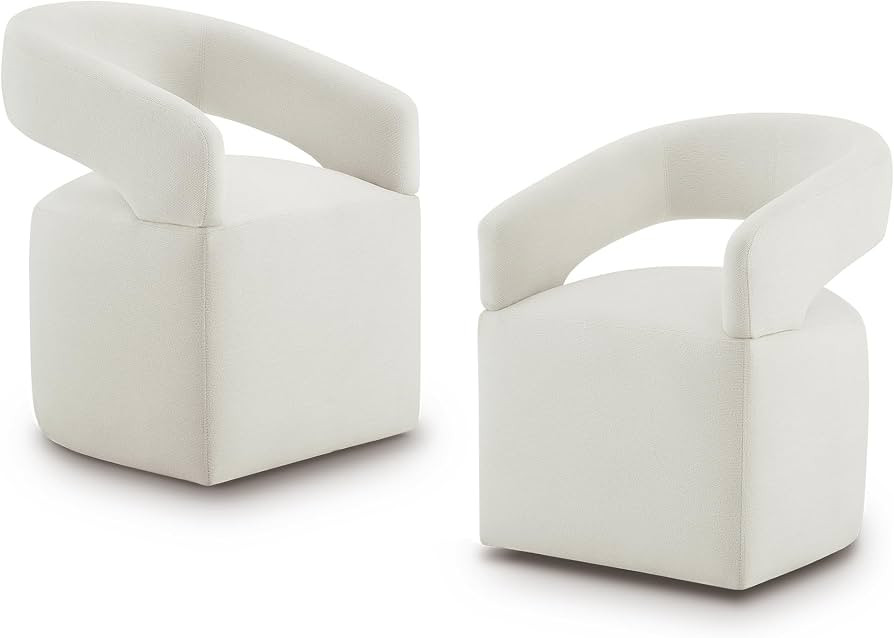 KISLOT Upholstered Dining Chairs with Removable Casters Barrel Side Armchair with Rollers for Din... | Amazon (US)