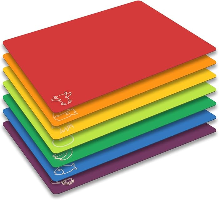 Cutting Board Mats Flexible Plastic Colored Mats with Food Icons, Fotouzy BPA-Free, Non-Porous, A... | Amazon (US)