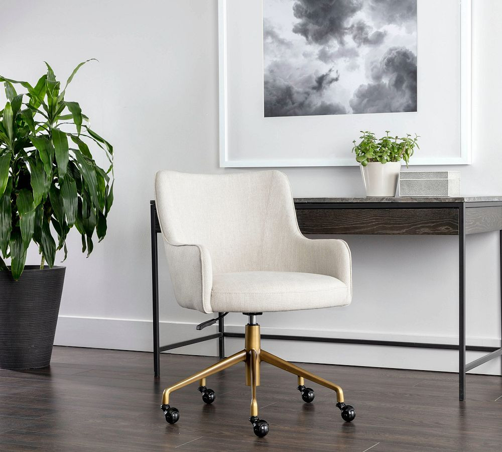Iggy Upholstered Swivel Desk Chair | Pottery Barn (US)