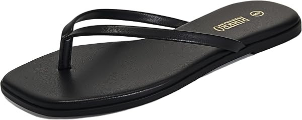 Rihero Flip Flops Women, Square Toe Flip Flops Women, Comfortable Beach Sandals Slip On Leather T... | Amazon (CA)