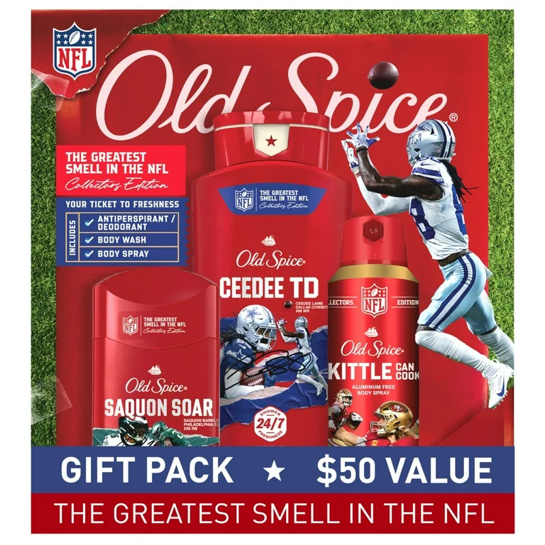 Old Spice NFL Holiday Gift Pack for Men - Antiperspirant, Body Wash & Spray | Walmart (US)