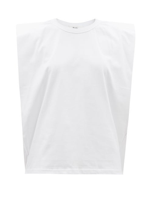 The Frankie Shop - Eva Padded-shoulder Organic-cotton Tank Top - Womens - White | Matches (US)