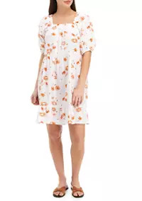 Petite Short Sleeve Square Neck Tiered Dress | Belk