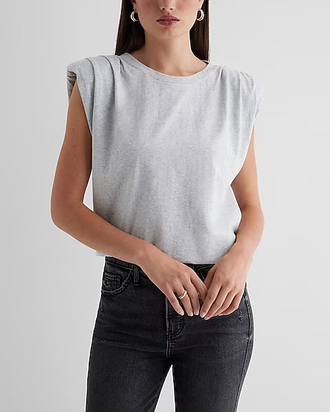 Skimming Crew Neck Padded Shoulder Muscle Tee | Express