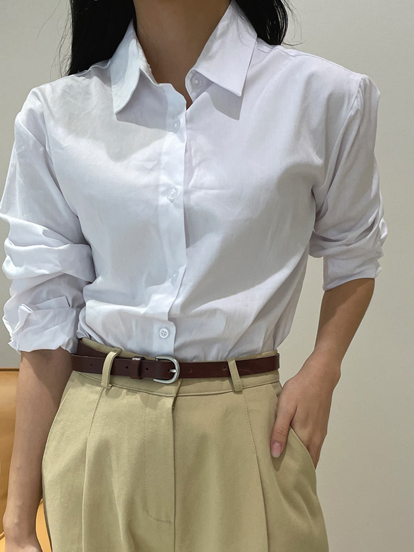 DAZY Solid Button Front Shirt | SHEIN