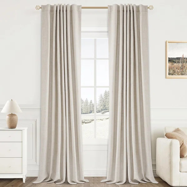 Graciella Thermal Insulated Faux Linen Textured 100% Blackout Curtains for Bedroom Living Room Ba... | Wayfair North America