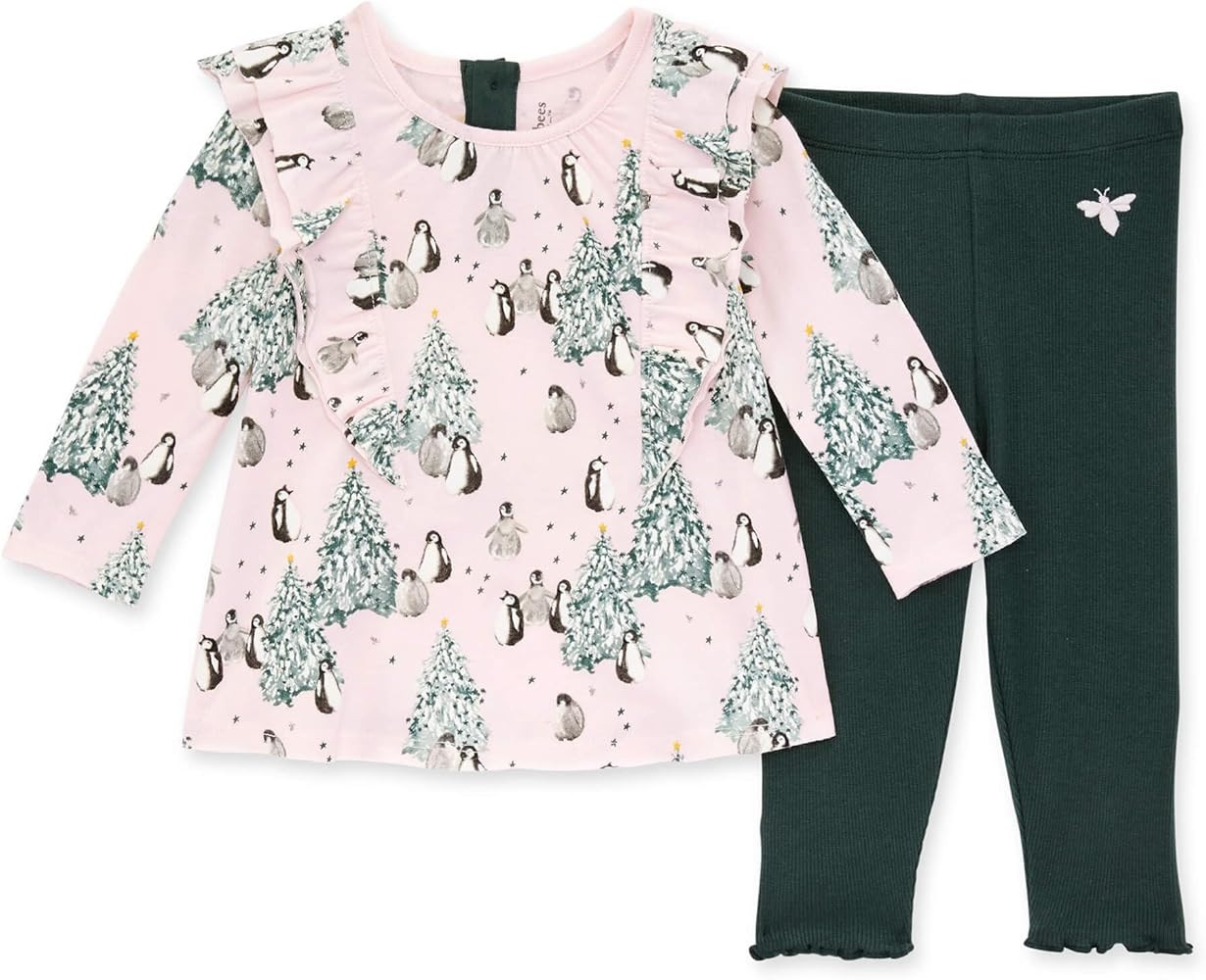 Burt's Bees Baby Baby Girls' Top and Pant Set, Tunic and Leggings Bundle, 100% Organic Cotton | Amazon (US)