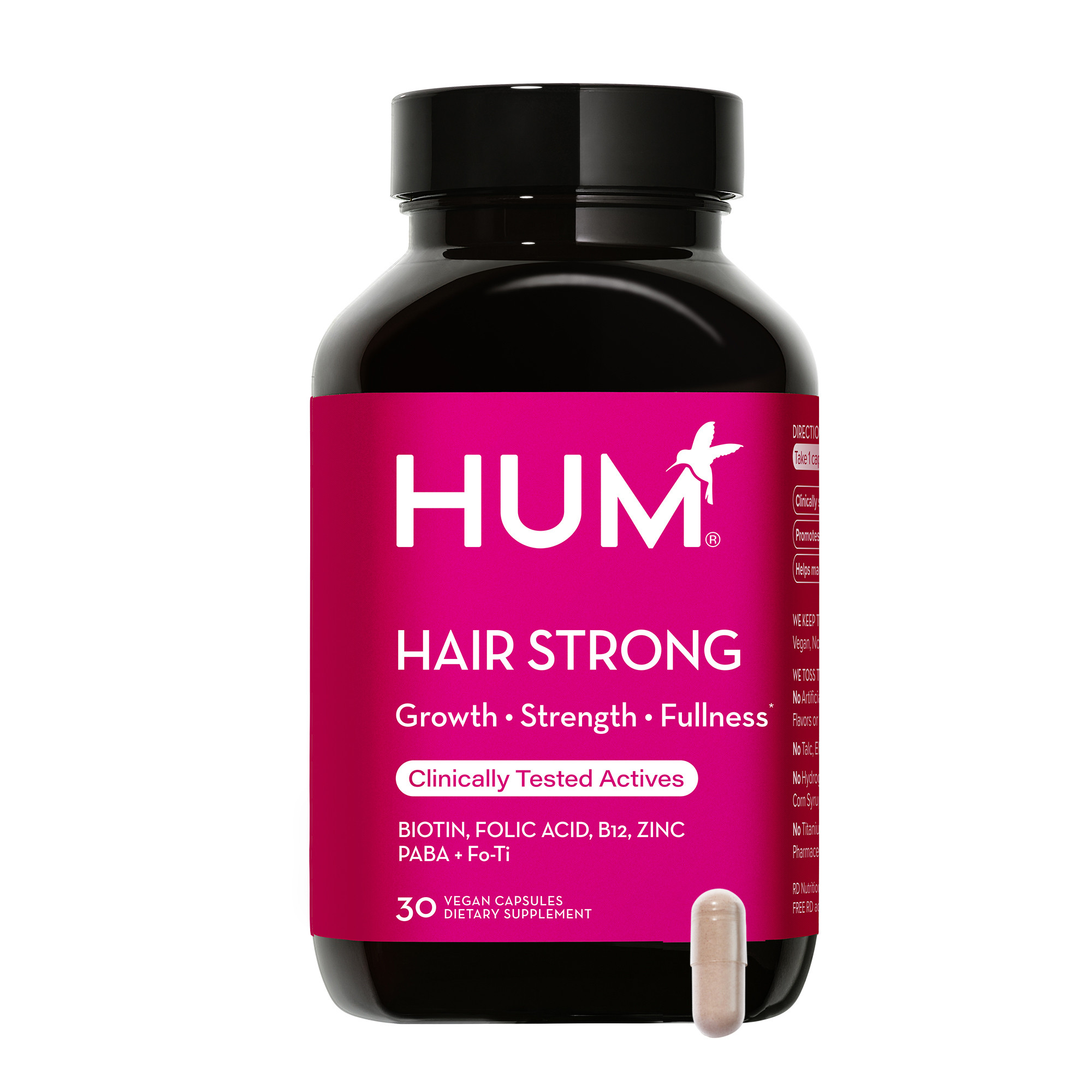 HUM Nutrition Hair Strong - Capsules for Growth with Biotin, Fo-Ti, & Paba | Grove