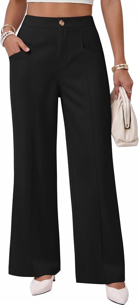 Women Wide Leg High Waisted Pants Business Casual Slacks Trousers | Amazon (US)