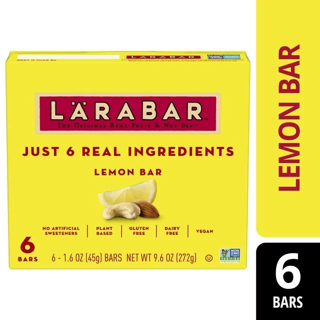 Larabar Lemon Bar, Gluten Free Vegan Fruit & Nut Bar, 1.6 oz Bars, 6 Ct | Walmart (US)