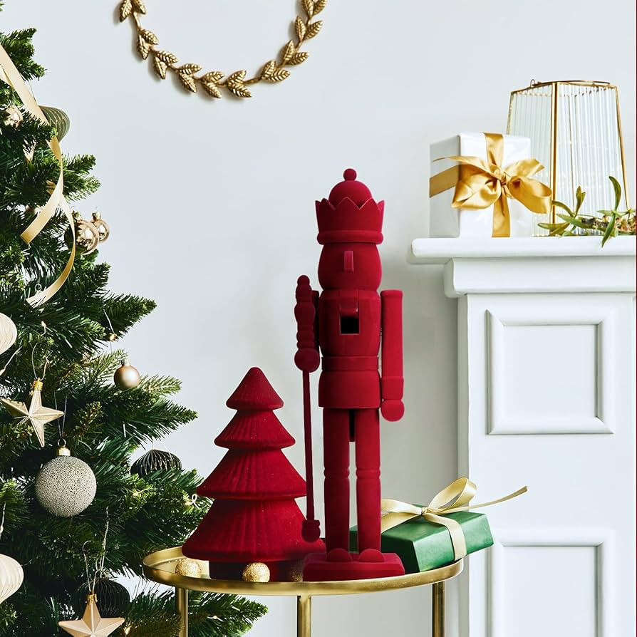 Cinnvoice 15'' Flocked Christmas Nutcracker Figure Velvet Wooden Christmas Decorations Nutcracker... | Amazon (CA)