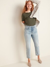 Extra High-Waisted Sky-Hi Straight Raw-Hem Jeans for Women | Old Navy (US)