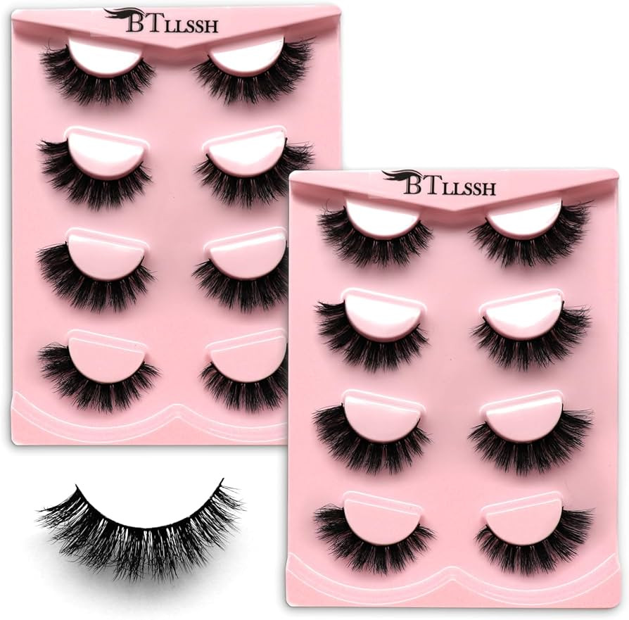 8Pairs Wispy Mink Lashes Fluffy Eyelashes Natural Look 5D Volume Fake Eyelashes 2Pack 3D623-4 | Amazon (US)