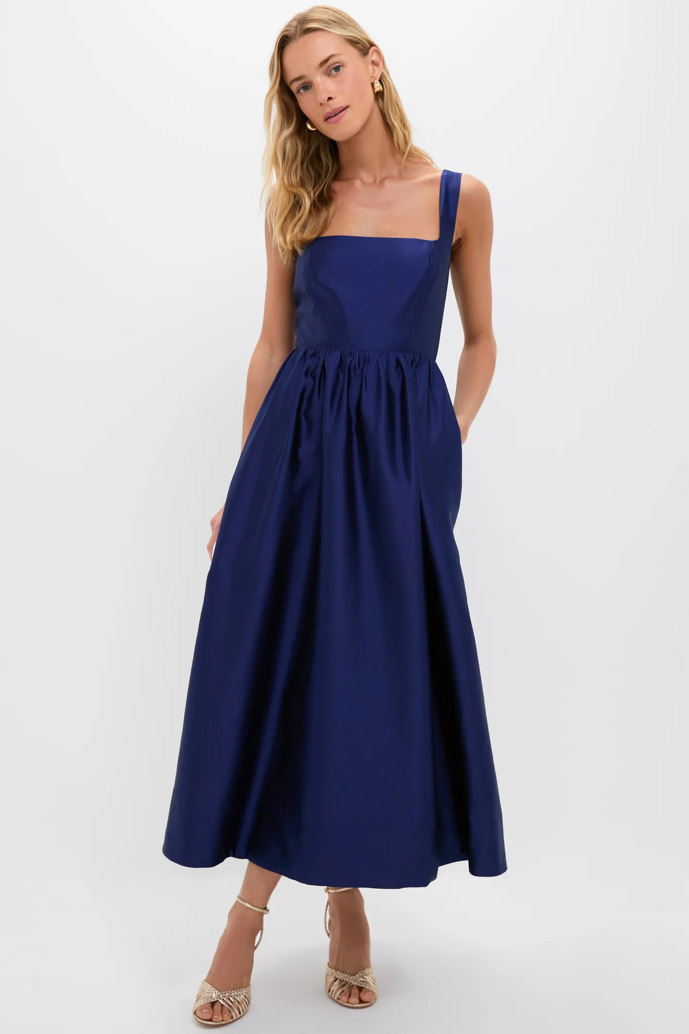 Navy Dupioni Esme Dress | Tuckernuck (US)