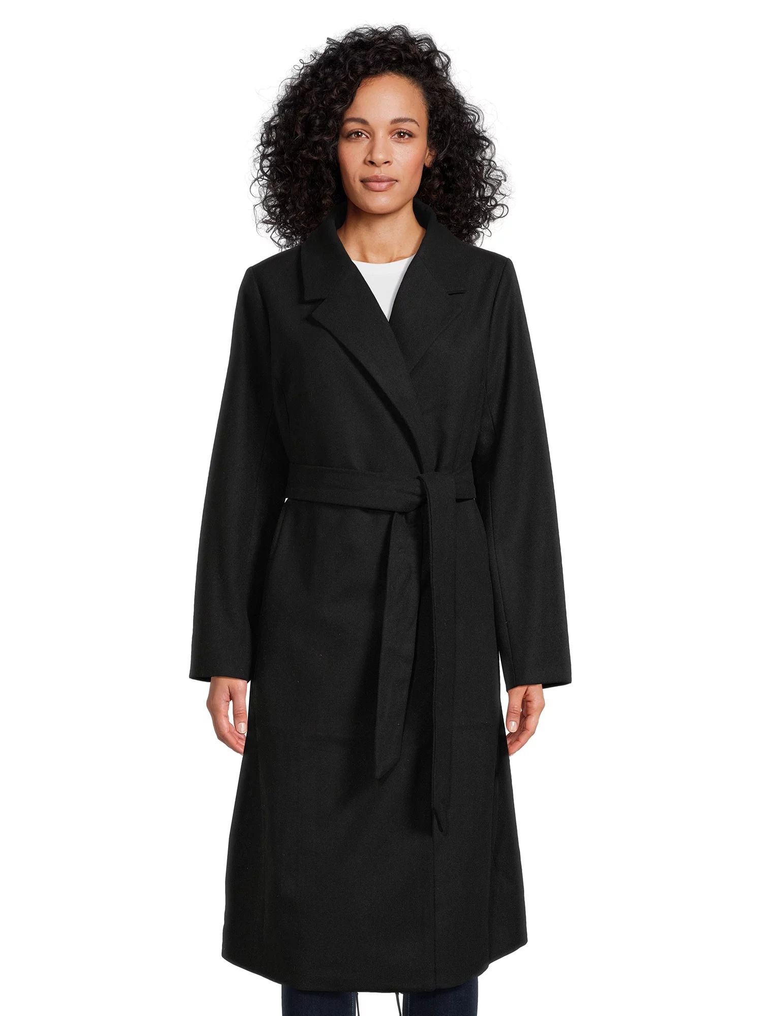 Jason Maxwell Women's and Women's Plus Long Coat with Tie Belt, Sizes S-3X | Walmart (US)