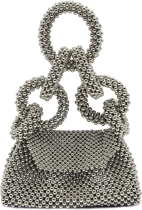 Miuco Pearl Big Ring Top Handle Bag Evening Wedding purse Handmade Beaded Handbag | Amazon (US)