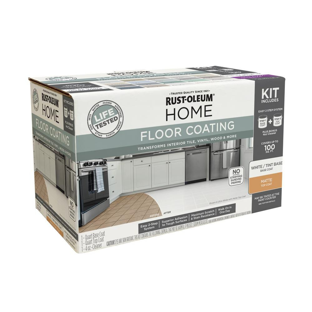 Rust-Oleum Home 1 qt. Ultra White Interior Floor Base Matte Clear Coating Kit | The Home Depot