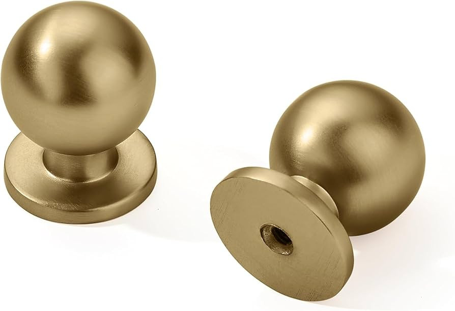 khtumeware 10 Pack Gold Cabinet Knobs Round 1 inch Brushed Brass Kitchen Knobs Zinc Alloy Dresser... | Amazon (US)