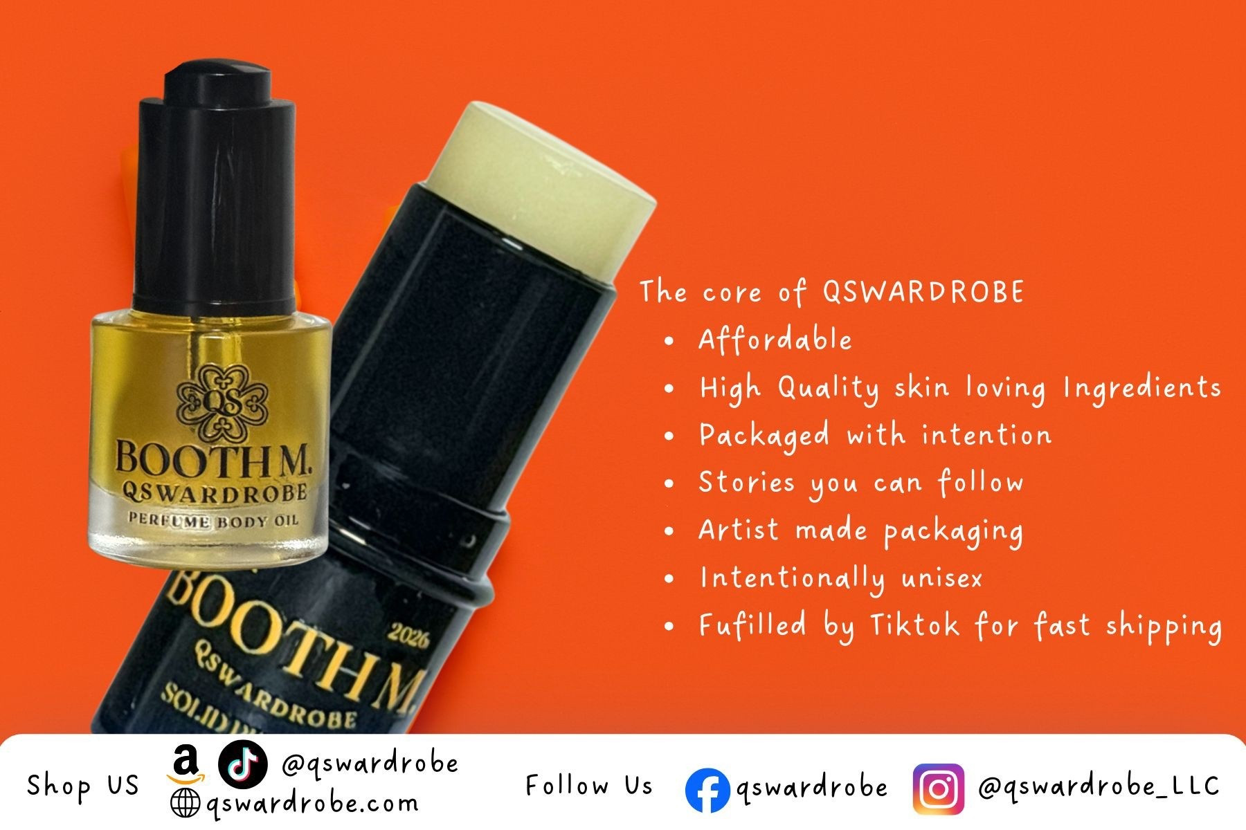 [AD] Our brand QSWARDROBE is made with so much intention. We design our products to be scented with formulas based on stories you can read but with ingredients that are great for the skin and intentionality down to the packaging with ingredients listed for you to read and everything is made to be affordably priced.

We also decided to fufill our products with TikTok shop for fast shipping as a small business (of one currently) to help you get things at a reasonable time and that is baked into our pricing structure.

We look forward to being apart of your collection.
.
.
#fragrance
#perfume
#SmallBusiness
#womanownedbusiness
#indiebrand
