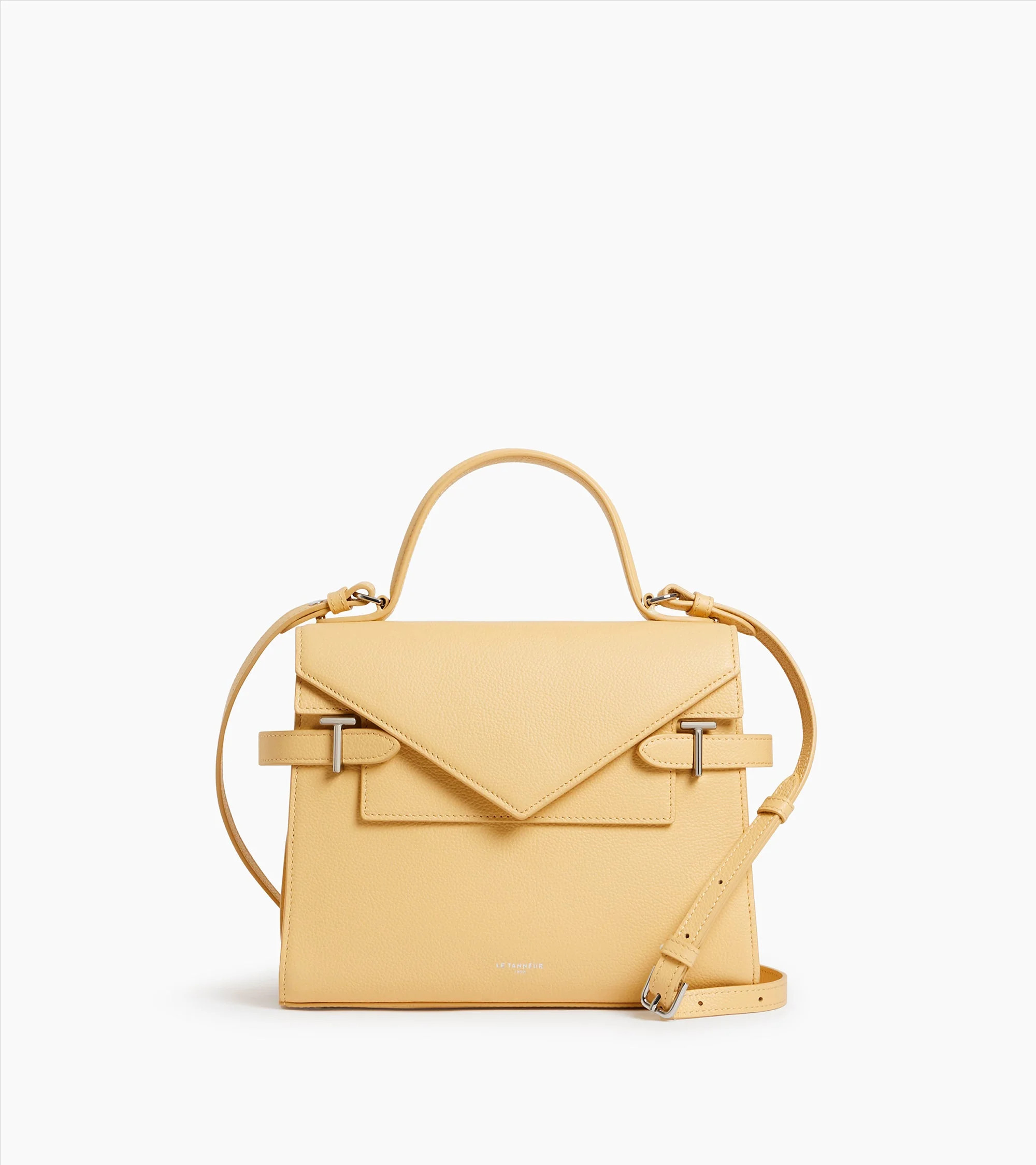Emilie
         medium handbag with double flap in grained leather | Le Tanneur
