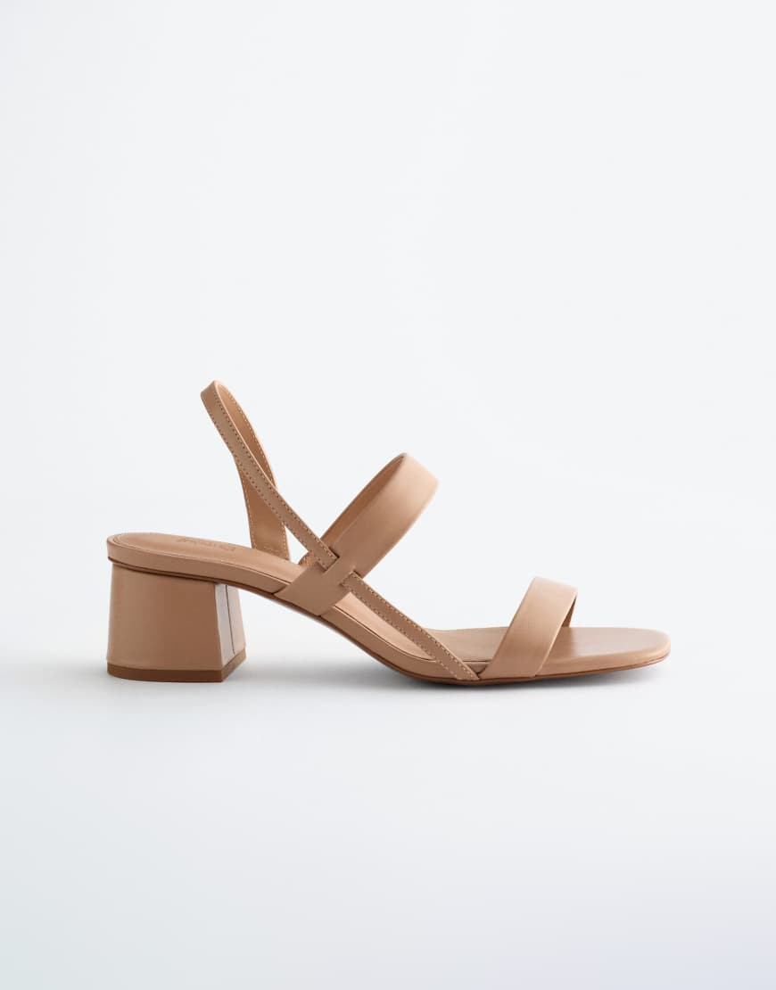 & Other Stories pure leather heeled strappy sandals in light beige-Neutral | ASOS (Global)