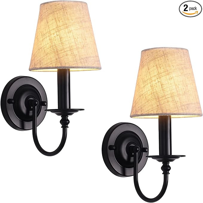 LASENCHOO Black Wall Sconces Set of Two, Modern Candle Sconces Wall Lighting Industrial Wall Ligh... | Amazon (US)
