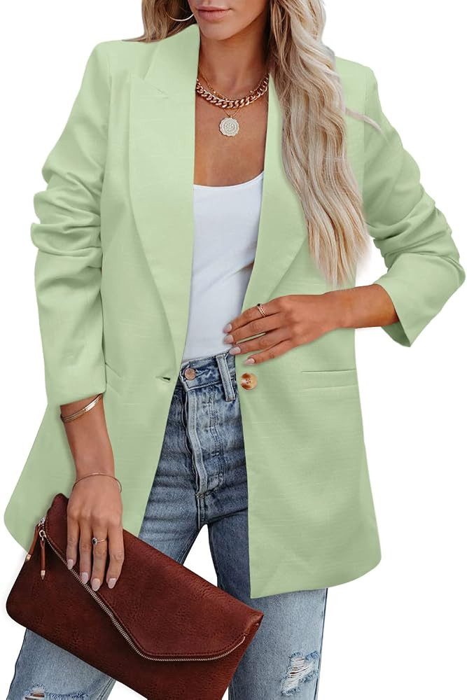 ZDLONG Lightweight Blazer Jackets for Women Lapel Long Dress Blazer Suits with Pockets for Work O... | Amazon (US)